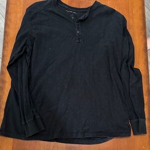 American Eagle Outfitters Black Long Sleeve Henley